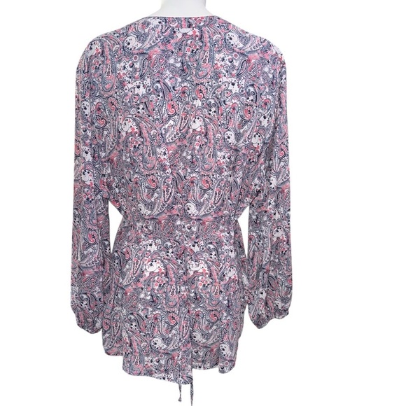 Terra & Sky Women’s 2X (20W-22W) Paisley Print Long Sleeve Button Up V-Neck Top - Picture 4 of 8